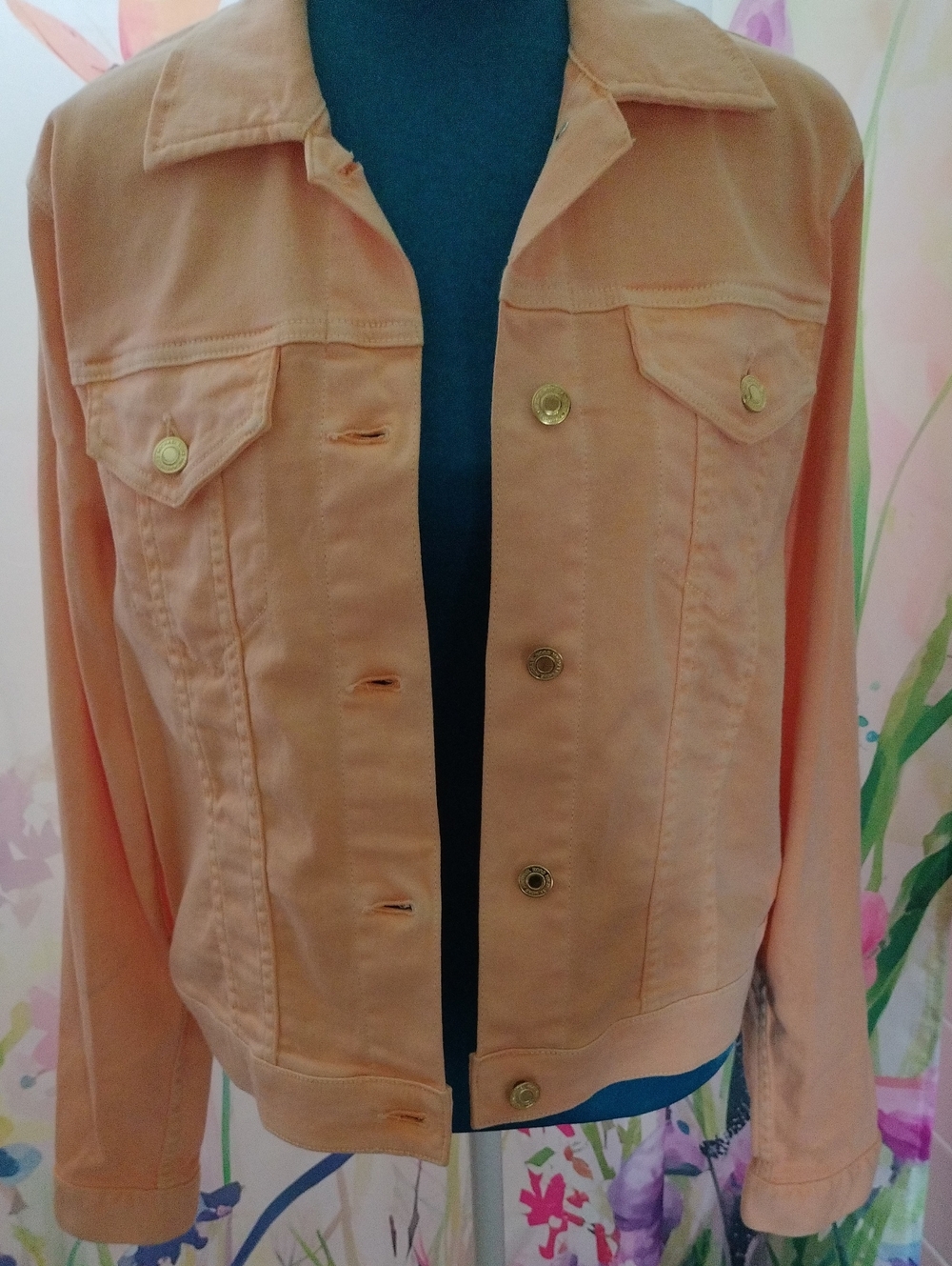 Michael Kors Peach Button-Front Jean Jacket